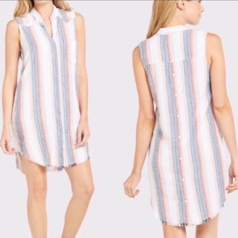 NWOT! Anthropologie Cloth and Stone Linen Blend Sleeveless Frayed Hem Dress